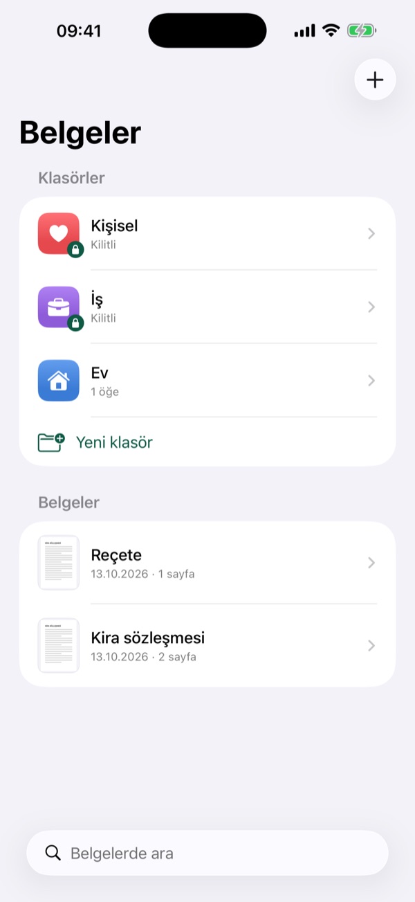 Belgeler ve klasörler, kilitli klasörler